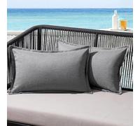 MIULEE Outdoor Cushions Waterproof Faux Linen Decorative Outside Cushion Covers Water Resistant for Garden Sofa Livingroom Chair Bedroom Tent Park Patio 30x50cm Set of 2 Light Grey