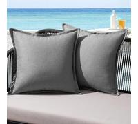 MIULEE Outdoor Cushions Waterproof Faux Linen Decorative Outside Cushion Covers Water Resistant for Garden Sofa Livingroom Chair Bedroom Tent Park Patio 45x45cm Set of 2 Light Grey