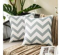 MIULEE Outdoor Waterproof Cushion Cover Pillow Case with Wave patterns Home Decorating Protectors for Garden Tent Park Bed Sofa Chair Bedroom Decorative Pack of 2 40x40cm 16x16inch Dark Grey