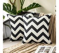 MIULEE Outdoor Waterproof Cushion Cover Pillow Case with Wave patterns Home Decorating Protectors for Garden Tent Park Bed Sofa Chair Bedroom Decorative Pack of 2 50x50cm 20x20inch Black