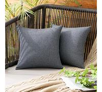 MIULEE Outdoor Waterproof Cushion Covers 12x12 Inches Set of 2 Water Resistant Decorative Throw Pillow Covers for Outside Garden Patio Furniture Couch Bed Sofa Tent Bench 30x30cm Dark grey