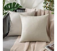 MIULEE Outdoor Waterproof Cushion Covers 18x18 Inches for Garden Furniture Water Resistant Pillow Covers Outside Scatter Cushions for Patio Couch Sofa Linen Balcony Set of 2, 45x45cm Beige