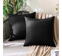 MIULEE Outdoor Waterproof Cushion Covers 18x18 Inches for Garden Furniture Water Resistant Pillow Covers Outside Scatter Cushions for Patio Couch Sofa Linen Balcony Set of 2, Black