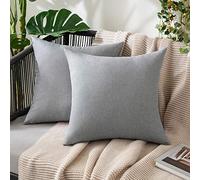 MIULEE Outdoor Waterproof Cushion Covers 18x18 Inches for Garden Furniture Water Resistant Pillow Covers Outside Scatter Cushions for Patio Couch Sofa Linen Balcony Set of 2, 45x45cm Smokey