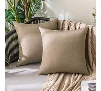MIULEE Outdoor Waterproof Cushion Covers 18x18 Inches for Garden Furniture Water Resistant Pillow Covers Outside Scatter Cushions for Patio Couch Sofa Linen Balcony Set of 2, 45x45cm Khaki