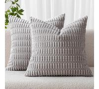 MIULEE Pack of 2 Corduroy Square Cushion Cover Light Grey 40x40 cm 16x16 inch for Living Room Sofa Bedroom Rustic Modern Farmhouse Boho Home Decor