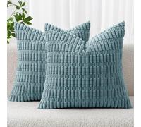 MIULEE Pack of 2 Cushion Covers 50x50 cm Corduroy Coastal Blue Square Decorative Throw Pillow Covers 20x20 Inch Boho for Living Room Sofa Bedroom Pack of 2