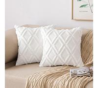 MIULEE Pack of 2 Cushion Covers Faux Fur Throw Pillow Covers Pillowcase Fluffy with Plush Wool Throw Pillow Case Elegant Decoration Cushions for Sofa Bedroom 18x18 Inch 45x45cm White