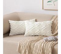 MIULEE Pack of 2 Cushion Covers Faux Fur Throw Pillow Covers Pillowcase Fluffy with Plush Wool Throw Pillow Case Elegant Decoration Cushions for Sofa Bedroom 16x18 Inch 40x60cm Cream