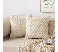 MIULEE Pack of 2 Cushion Covers Faux Fur Throw Pillow Covers Pillowcase Fluffy with Plush Wool Throw Pillow Case Elegant Decoration Cushions for Sofa Bedroom 16x16 Inch 40x40cm Beige