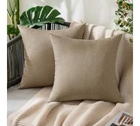 MIULEE Pack of 2 Decorative Outdoor Solid Waterproof Throw Pillow Covers Faux Linen Garden Farmhouse Cushion Cases for Patio Tent Balcony Couch Sofa 18x18 Inch Taupe Grey