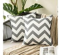 MIULEE Pack of 2 Outdoor Waterproof Cushion Cover with Wave patterns Throw Pillow Case Home Decorating Protectors for Tent Park Bed Sofa Chair Bedroom Decorative 45x45cm 18x18inch Dark Grey