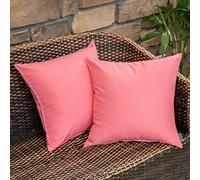 MIULEE Pack of 2 Outdoor Waterproof Throw Pillow Cover Home Décor Pillow Case Decorating Cushion Covers Protectors for Tent Park Bed Sofa Chair Couch Bedroom 40x40cm 16x16inch Pink