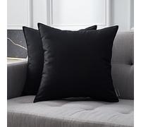 MIULEE Pack of 2 Outdoor Waterproof Throw Pillow Cover Home Décor Pillow Case Decorating Cushion Covers Protectors for Tent Park Bed Sofa Chair Couch Bedroom 40x40cm 16x16inch Black