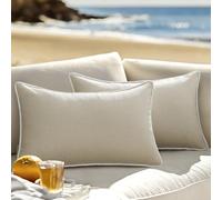 MIULEE Pack of 2 Outdoor Weatherproof Cushion Covers Decorative Modern Throw Pillow Covers Decoration Polyster Linen-Look Pillowcases For Garden Sofa Living Room Bed Cushion Cover 30x50cm A-Beige