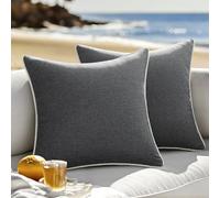 MIULEE Pack of 2 Outdoor Weatherproof Cushion Covers Decorative Modern Throw Pillow Covers Decoration Polyster Linen-Look Pillowcases For Garden Sofa Living Room Bed Cushion Cover 40x40cm A-Dark Grey