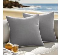 MIULEE Pack of 2 Outdoor Weatherproof Cushion Covers Decorative Modern Throw Pillow Covers Decoration Polyster Linen-Look Pillowcases For Garden Sofa Living Room Bed Cushion Cover 50x50cm A-Smokey