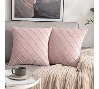 MIULEE Pack of 2 Velvet Cushion Covers Home Decoration with Square Pattern Throw Pillow Covers Super Soft Modern Smooth Washable for Living Room Bedroom Sofa Pink 45x45cm 18x18 Inch