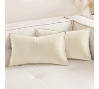 MIULEE Pack of 2 Velvet Cushion Covers Sofa Cushions Soft Decorative Square Throw Pillow Case Flange Pillowcases for Livingroom Sofa Bedroom 30cm x 50cm 12x20 Inch Beige