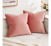 MIULEE Pack of 2 Velvet Cushion Covers Sofa Cushions Soft Decorative Square Throw Pillow Case Flange Pillowcases for Livingroom Sofa Bedroom 40cm x 40cm 16x16 Inch Dusky Pink