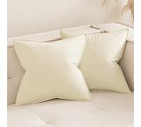 MIULEE Pack of 2 Velvet Cushion Covers Sofa Cushions Soft Decorative Square Throw Pillow Case Flange Pillowcases for Livingroom Sofa Bedroom 50cm x 50cm 20x20 Inch Beige