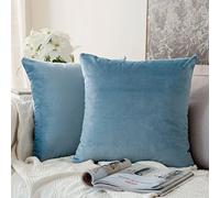 MIULEE Pack of 2 Velvet Soft Decorative Square Throw Pillow Case Cushion Covers Luxury Pillowcases for Livingroom Sofa Bedroom with Invisible Zipper 50cm x 50cm,20x20 Inches Light Blue