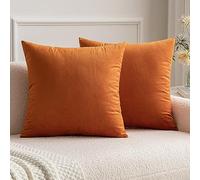 MIULEE Pack of 2 Velvet Soft Decorative Square Throw Pillow Case Cushion Covers Luxury Pillowcases for Livingroom Sofa Bedroom with Invisible Zipper 50cm x 50cm,20x20 Inches Orange
