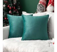 MIULEE Pack of 2 Velvet Soft Decorative Square Throw Pillow Case Flanges Cushion Covers Luxury Pillowcases for Livingroom Sofa Bedroom 45cm x 45cm 18x18 Inch Turquoise
