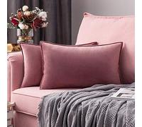 MIULEE Pack of 2 Velvet Soft Decorative Square Throw Pillow Case Flanges Cushion Covers Pillowcases for Livingroom Sofa Bedroom with Invisible Zipper 30cm x 50cm 12x20 Inch Set of Two Jam
