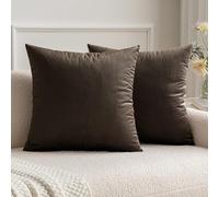 MIULEE Pack of 2 Velvet Soft Soild Microfiber Decorative Square Pillow Case Throw Cushion Cover for Sofa Bedroom with Invisible Zipper 16x16 Inch 40x40cm Dark Taupe