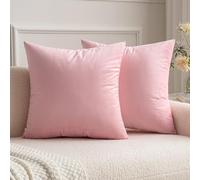 MIULEE Pack of 2 Velvet Soft Soild Microfiber Decorative Square Pillow Case Throw Cushion Cover for Sofa Bedroom with Invisible Zipper 16x16 Inch 40x40cm Sakura Pink