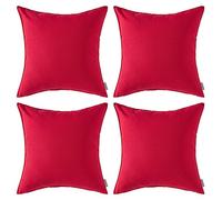 MIULEE Pack of 4 Outdoor Waterproof Throw Pillow Cover Home Décor Pillow Case Decorating Cushion Covers Protectors for Tent Park Bed Sofa Chair Couch Bedroom 40x40cm 16x16inch Red