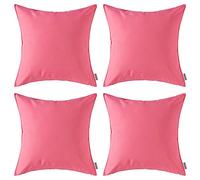 MIULEE Pack of 4 Outdoor Waterproof Throw Pillow Cover Home Pillow Case Decorating Cushion Covers Protectors for Tent Park Bed Sofa Chair Bedroom Decorative Pillowcases 45x45cm 18x18inch Pink