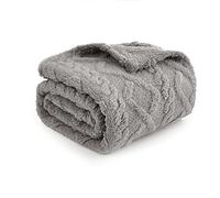MIULEE Pet Dog Blanket 100x120 cm Fluffy Fleece Fabric Soft and Cute Warm Bed Cover Blanket Throw Washable Sleep Mat for Dogs Cats Guinea Pig Anaimals Large Light Grey