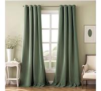 MIULEE Sage Green Velvet Curtains for Bedroom 2 Panel Set 88 Inch Drop Curtains, Soft Elegent Home Decor Velvet Curtain Living Room, Sun Blocking Room Darkening Thermal Eyelet Curtain 55x88 Inch