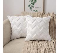 MIULEE Set of 2 Cushion Cover Wool Faux Fur Throw Pillow Case Wavy Fluffy Decorative Elegant With Plush Home Cushions for Sofa Bedroom Living Room Protector 50 x 50cm 20 x 20 Inch White