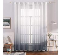MIULEE Set of 2 Gradient Voile Curtains with Eyelets, Window Mosquito Net in Polyester Colour Changed Half Transparent Shade for Living Room, Bedroom, Office, 140 x 225 cm (W x H) Grey