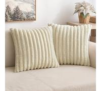 MIULEE Set of 2 Plush Velvet Cushion Covers Soft Modern Faux Fur Pillow Case Smooth Washable Home Decorative Pillow Covers for Living Room Bedroom Sofa 45 x 45 cm 18 x 18 Inch Beige
