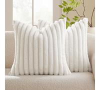 MIULEE Set of 2 Plush Velvet Cushion Covers Soft Modern Faux Fur Pillow Case Smooth Washable Home Decorative Pillow Covers for Living Room Bedroom Sofa 45 x 45 cm 18 x 18 Inch Pure White