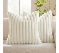 MIULEE Set of 2 Plush Velvet Cushion Covers Soft Modern Faux Fur Pillow Case Smooth Washable Home Decorative Pillow Covers for Living Room Bedroom Sofa 40 x 40 cm 16 x 16 Inch Beige