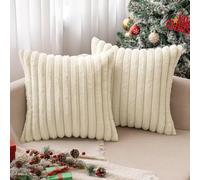 MIULEE Set of 2 Plush Velvet Cushion Covers Soft Modern Faux Fur Pillow Case Smooth Washable Home Decorative Pillow Covers for Living Room Bedroom Sofa 40 x 40 cm 16 x 16 Inch Beige