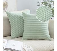 MIULEE Set of 2 Square Cushion Covers Polyester Fabric Chenille Pattern Soft Durable Comfortable Concise Decoration Pillowcase Without Pillow for Living Room Bedroom Sofa Morandi Green 40 x 40 cm