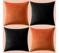 MIULEE set of 4 cushions 4 pack cushion covers throw pillow 18x18 inch 40x40 cm halloween velvet cushion covers for sofa decoration living room bed chair soft with invisible zipper