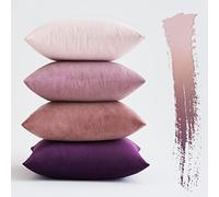 MIULEE Set of 4 Cushions 4 Pack Cushion Covers Throw Pillow 18x18 inch 40x40 cm Purple Pink Velvet Cushion Covers for Sofa Decoration Living Room Bed Chair Soft with Invisible Zipper