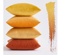 MIULEE Set of 4 Cushions 4 Pack Cushion Covers Throw Pillow 18x18 inch 50x50 cm Rrange Yellow Cushion Vovers for Sofa Decoration Living Room Bed Chair Soft with Invisible Zipper