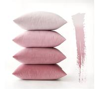 MIULEE Set of 4 Velvet Cushion Covers Soft Decorative Square Throw Pillow Cover Luxury Pillowcases for Livingroom Sofa Bedroom with Invisible Zipper 40cm x 40cm,16x16 Inches Pink Series