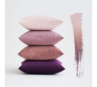 MIULEE Set of 4 Velvet Cushion Covers Soft Decorative Square Throw Pillow Cover Luxury Pillowcases for Livingroom Sofa Bedroom with Invisible Zipper 45cm x 45cm,18x18 Inches Purple Series