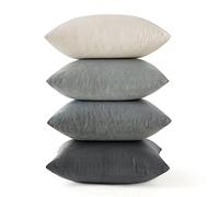 MIULEE Set of 4 Velvet Cushion Covers Soft Decorative Square Throw Pillow Cover Luxury Pillowcases for Livingroom Sofa Bedroom with Invisible Zipper 40cm x 40cm,16x16 Inches Grey Series