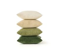 MIULEE Set of 4 Velvet Cushion Covers Soft Decorative Square Throw Pillow Cover Luxury Pillowcases for Livingroom Sofa Bedroom with Invisible Zipper 40cm x 40cm,16x16 Inches Light Green Series