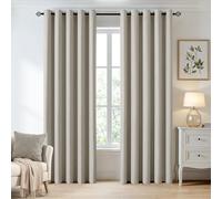 MIULEE Stone Blackout Curtains for Living Room 2 Panel Set, Premium Eyelet Curtains for Bedroom, Thermal Insulated Window Curtain Drapes, Black Out Curtain 90 Drop, Each Panel 66 x 90 Inches